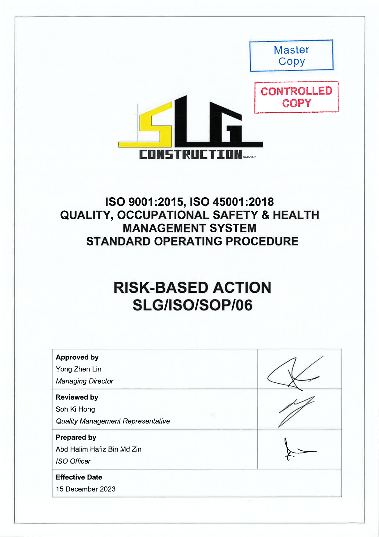 SLG-PRO-SOP Page 1
